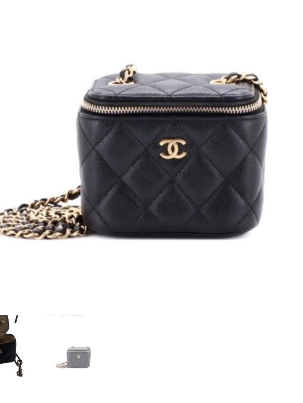 CHANEL Black Quilted Mini Vanity Crossbody with Gold Hardware